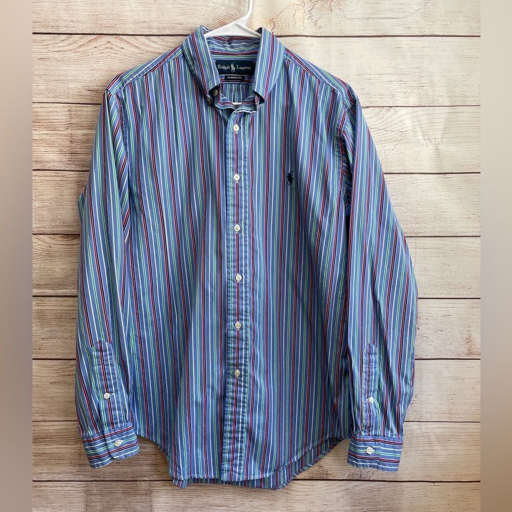 RALPH LAUREN CLASSIC FIT‎ SHIRT IN BLUE STRIPES